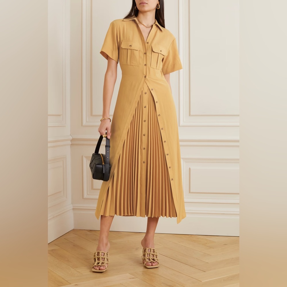 A.L.C. Florence layered pleated crepe midi dress
